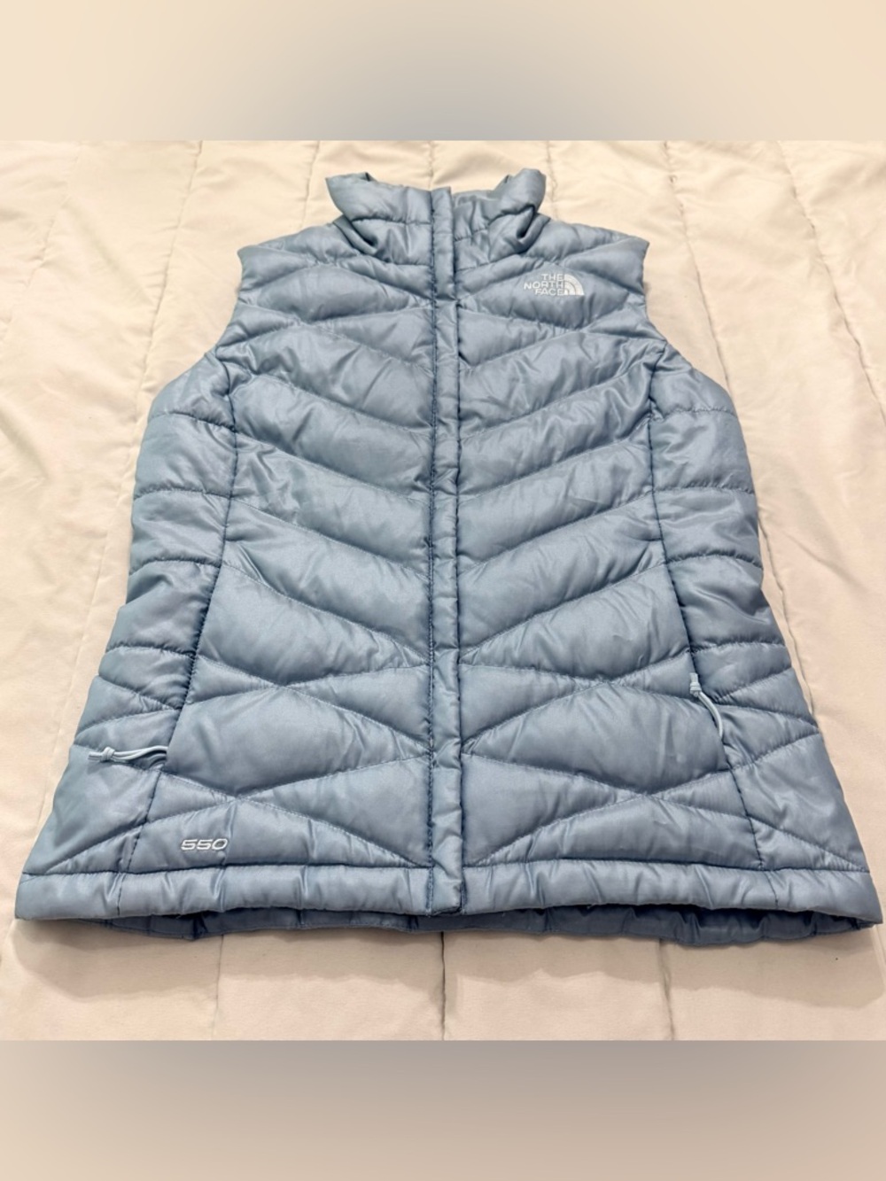 The North Face Light Blue 550 Down Puffer Vest outdoor Sz XS